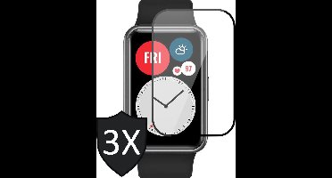 Screenprotector geschikt voor Huawei Watch Fit - Full Screen Protector - 3 Stuks