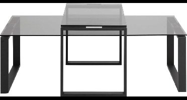 Giga Living Salontafel Jordis - Glas Smoke/Zwart - 115x69x45cm