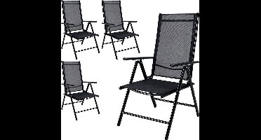Casaria - Tuinstoel Bern – 4 stuks Inklapbaar - Antraciet