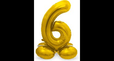 Folat - Cijfer 6 Goud met standaard - 72 cm