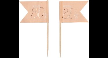 Folat - Prikkers Elegant Lush Blush 80 Jaar - 36 stuks