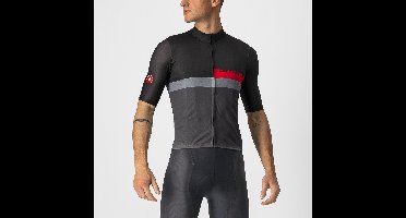 Castelli Fietsshirt Korte Mouwen Heren Zwart Grijs - A BLOCCO JERSEY LIGHT BLACK RED DARK GRAY-S