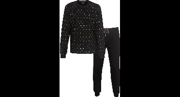 MEQ Heren Pyjama - Nachtkleding - 100% Katoen - Zwart - Maat M