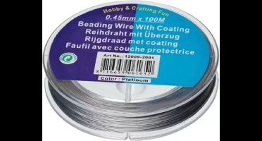 Rijgdraad met Coating 0,45 mm Zilver 100m