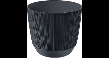 Prosperplast Plantenpot - stripe - antraciet grijs - kunststof - D15xH13 cm - voor binnen/buiten