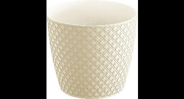 Orient stijl plantenpot/bloempot kunststof dia 22 cm en hoogte 19 cm in het creme wit voor binnen/buiten