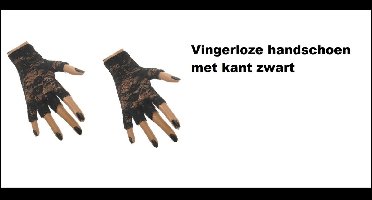 Handschoen kant vingerloos zwart