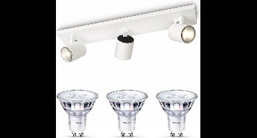 Philips Runner Opbouwspot (Wit) - Warmwit Licht - Plafondspot met 3 Lichtpunten - GU10 - SceneSwitch - Eenvoudig Dimbaar met Je Klassieke Schakelaar