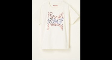 Zadig&Voltaire Kids Rock & Roll T-shirt met strass - Gebroken Wit - Maat 134