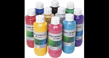Glas- en porseleinverf, diverse kleuren, 10x250 ml/ 1 doos