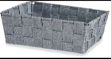 Kast/badkamer opbergmandjes - zilvergrijs - 24 x 20 x 8 cm - 10 liter - opbergmandjes