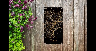 Tuinposter Tokyo - Kaart - Goud - 30x60 cm - Tuindoek