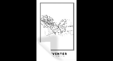 Muurstickers - Sticker Folie - Kaart – Plattegrond – Stadskaart – Deventer – Nederland – Zwart Wit - 20x30 cm - Plakfolie - Muurstickers Kinderkamer - Zelfklevend Behang - Zelfklevend behangpapier - Stickerfolie
