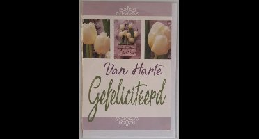 Van harte gefeliciteerd met je verjaardag! Een mooie wenskaart met drie afbeeldingen van prachtige tulpen. Een leuke kaart om zo te geven of om bij een cadeau te voegen. Een dubbele wenskaart inclusief envelop en in folie verpakt.