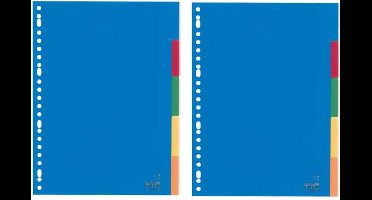 2 stuks KANGARO Blanco Tabbladen A4 Kleurenassortiment 5 tabs PP (Polypropeen) Rechthoekig 23 Gaten A405FM