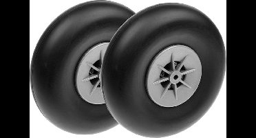 Revtec - Vliegtuig wielen - Rubber met Nylon velg - 125mm - As Dia. 5mm - 2 st