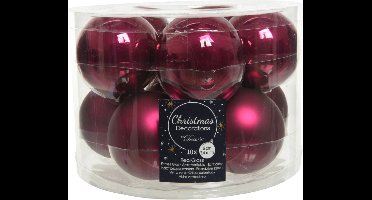 10x stuks kerstballen framboos roze (magnolia) van glas 6 cm - mat/glans - Kerstboomversiering