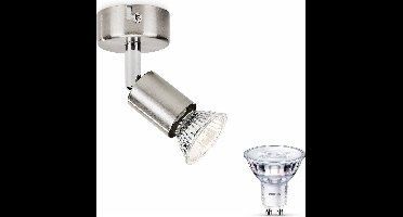 Philips Limbali Opbouwspot (Mat Chroom) - Warmwit Licht - Wandspot of Plafondspot met 1 Lichtpunt - GU10 - SceneSwitch - Eenvoudig Dimbaar met Je Klassieke Schakelaar