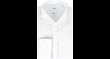 OLYMP Luxor comfort fit overhemd - smoking overhemd - wit - gladde stof met Kent kraag - Strijkvrij - Boordmaat: 39