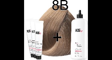 Kis KeraCream Color - 100ml - Haarverf Set - 8B Licht beige | KIS - (3 x haarverf & 1L waterstofperoxide)