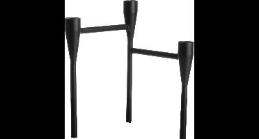 Gusta - Kandelaar - Zwart - Metaal - 3 dinerkaarsen - 16x16x21,3cm