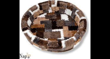 NapZZZ Hondenmand/Kattenmand - Mix Blok Bruin - 46 x 40 x 13 cm