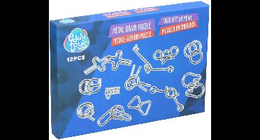 Eddy Toys Metalen Breinbreker 12 Delig - Metalen IQ Puzzel Set - Denkspel met 12 Verschillende Breinbrekers - Breinbreker van Metaal - Zilver