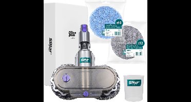 Sillar, set borstel voor stofzuiger, dweilopzetstuk, dweilkop, draaibaar 4-in-1 + 22x dweilopzetstukken, microvezel + 1x watermaat, vervangingsonderdeel, geschikt voor DYSON V7, V8, V10, V11, V15