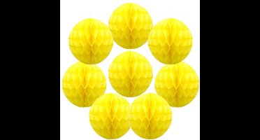 Azomor® Set van 8 gele papieren honingraatballen voor feestelijke decoratie