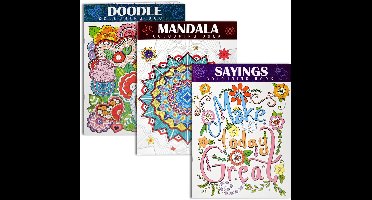 Kleurboek voor Volwassenen 3-in-1 Bundel - Mandala, Sayings, Doodling - Mandala Kleurboek Volwassenen - Kleuren voor Volwassenen - Tekenen voor Volwassenen - Creatief Volwassenen - 48 Pagina's - 29,7 x 21 cm