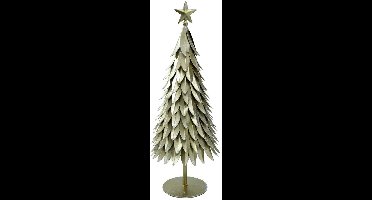 PTMD metalen kerstboom goud-wit - S- hoogte 23 cm