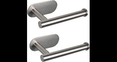 Toiletpapierhouder - van 2 stuks - zonder boren - zelfklevend - roestvrij staal - roestvrij lijm - 15L x 8,2B centimeter - nikkel
