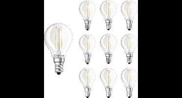 Ledvance LED Filament Kogellamp E14 - 2.5W 250lm 2700K 230V - Ø45mm - Geschikt voor tafellampen, kastverlichting, woonkamer - 10 stuks