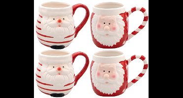 Kerst mok - kerstman - 8 x 11 cm - keramiek - 400 ml - beker - koffiemok/theemok