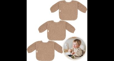 Funnies Slab met Mouwen 3-Pack Pinkstone - Set van 3 Zachte Slabbetjes voor Baby’s - 100% Katoenen Badstof - Makkelijk Wasbaar in de Wasmachine - Slabbetjes, Kwijlslab, Eet- en Speelslab - Ideaal voor Eten, Knutselen en Spelen
