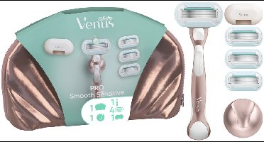 Giftpack Gillette Venus Pro Smooth Sensitive - Limited Edition - Etui - Handvat - Douchehouder - 4 Scheermesjes - Scheermesje etui