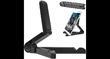 Crrynuo-Verstelbare -tabletstandaard - voor iPad-Samsung Galaxy en Kindle Fire-tablets - Draagbare tabletstandaard - Bureautelefoonhouder voor iPhone-Samsung (zwart)