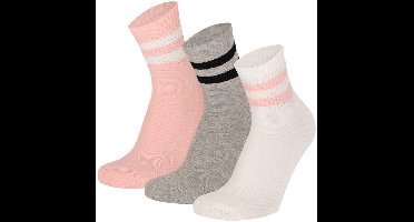Apollo - Modieuze Halfhoge Sneakersok Met Sportief Streepmotief 3-pack - Multi roze - MT36/41