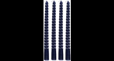 Arti Casa Gedraaide Dinerkaarsen Set van 4 - Blauwe Kaarsen 25 cm met 5 uur Brandtijd - Twisted Dinerkaarsen voor Kandelaar en Decoratie - Ø2 x 25 cm