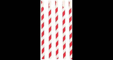 200 Drinkrietjes met lepel Papier Ø 10 mm · 23 cm rood/wit Stripes