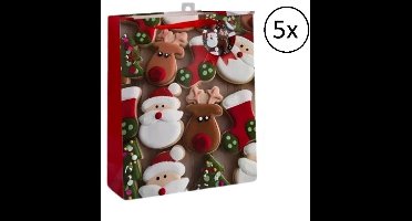Gerimport Kerst cadeau tasje - 5x - 42 cm - kerstman en rendier - inpakken - kerstcadeaus