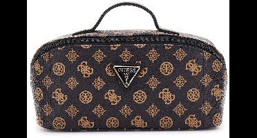 GUESS toilettas Wilder Cosmetic Travel Bag Brown donkerbruin