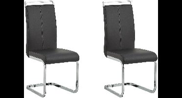 BELIANI GREEDIN - Eetkamerstoel set van 2 - Zwart - Kunstleer