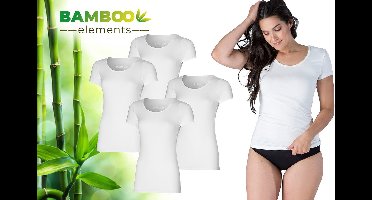 Bamboo - T Shirt Dames - Bamboe - Ronde Hals - 4 Stuks - Wit - XL - Anti Zweet Shirt Dames - Bamboe Ondershirt - Onderhemd Dames Shirts Korte Mouw - Extra Lang