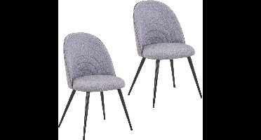 SVITA ANITA set van 2 eetkamerstoelen - Gestoffeerde eetkamerstoel Keukenstoel Stoffen bekleding Grijs