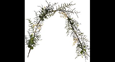 by Mooss - Guirlande - Witte Bes - Dennenappel - Eucalyptus - 180 cm - Kerst - Winter - Kunst