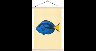 Posterhanger incl. Poster 40x60 cm - Schoolplaat - Blauw - Dory - Vis - Staartvin - Textielposter - Blanke latten