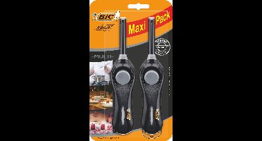 BIC Megalighter - Multifunctionele Gasaansteker - Geschikt voor BBQ en kaarsen - Kindveilig - Aansteker - 2 Stuks