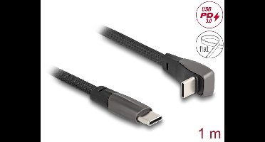 Delock USB 2.0 Flat Ribbon Cable USB Type-C™ male to USB Type-C™ male angled PD 3.0 60 W 1 m black