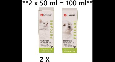 flamingo traansmeerverwijderaar - tearstain remover voor honden en katten 50 ml ** 2 X ** = 100 ml